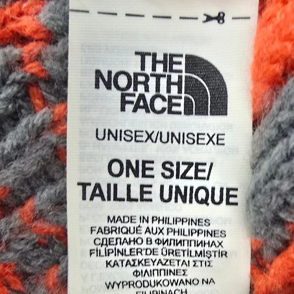 The‎ North Face Fair Isle Beanie Unisex OS Grey Orange Knit Snowflake Winter Hat